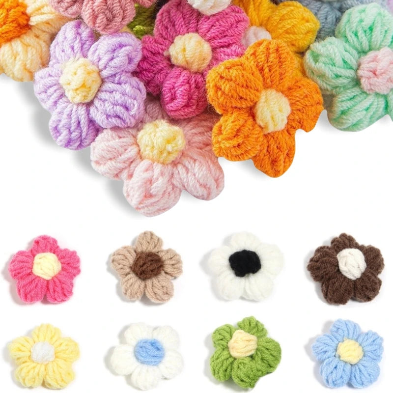 Hand Knitted Fabric Flowers DIY Sewing Craft Appliques