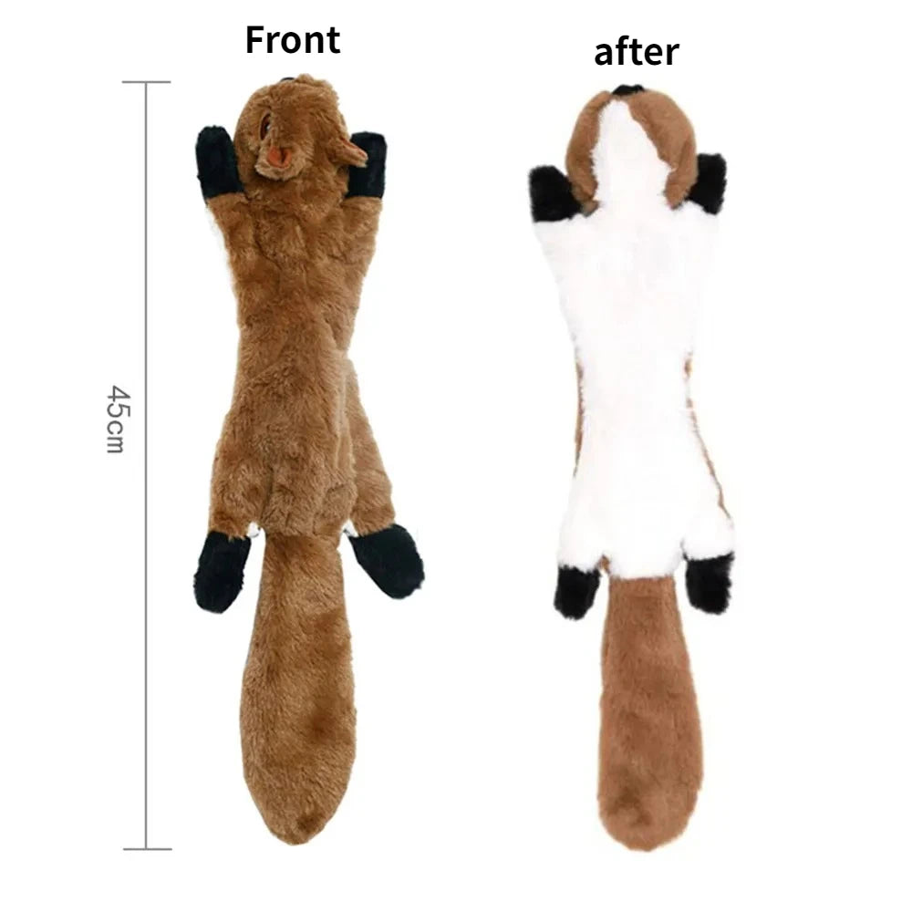 No Stuffing Plush Dog Toy Durable Squeaky Crinkle Animal