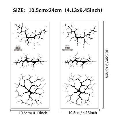 2 Sheets Large Black Lightning Line Temporary Tattoo Stickers Stylized Body Decals for Men Women Halloween Costume Party Decor
