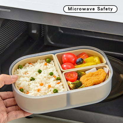 3 Grids Microwave Plastic Lunch Box Detachable Fruit Bento Box