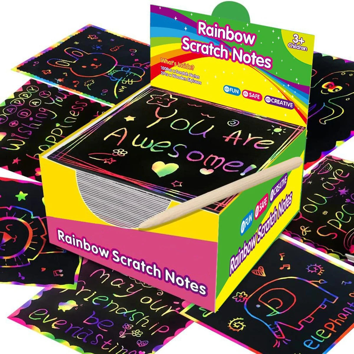 Rainbow Scratch Paper Art Set Scratch Off Notes Pack
