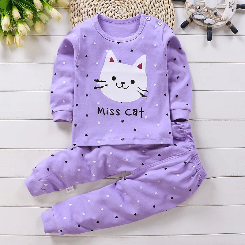 Cotton Baby Girl Clothing Set Spring Childrens Pajamas