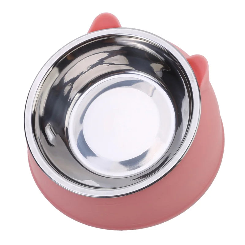 Inclined Kitten Puppy Food Feeding Bowls Stainless Steel