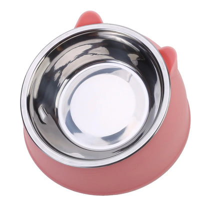 Inclined Kitten Puppy Food Feeding Bowls Stainless Steel