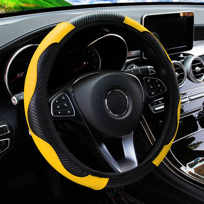 Carbon Fiber Steering Wheel Cover for 14.5 to 15 Inch Wheels