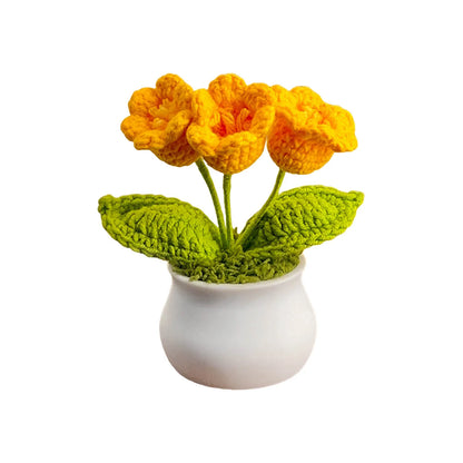 Crochet Sunflower Car Decor Hand Knitted Potted Flower