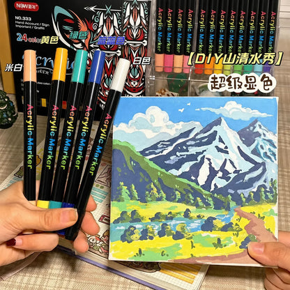 Dual Tip Acrylic Paint Markers Fine and Brush Tip Art Pens 24 Pack