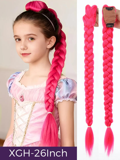 Braided Purple Hair Ponytail with Tinsel Shiny Extension 32"
