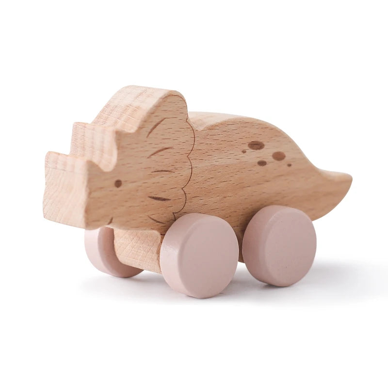Wooden Baby Car Toy Dinosaur Teething Toy for Toddlers