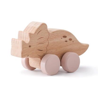 Wooden Baby Car Toy Dinosaur Teething Toy for Toddlers