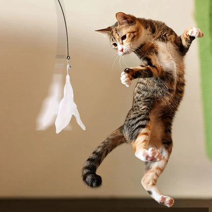 Suction Cup Cat Teaser Wand Interactive Feather Bell