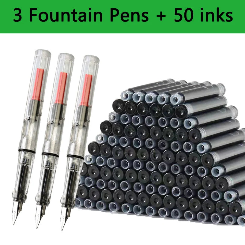 Fountain Pen Replaceable Ink Set Extra Fine Calligraphy Pens 53Pcs