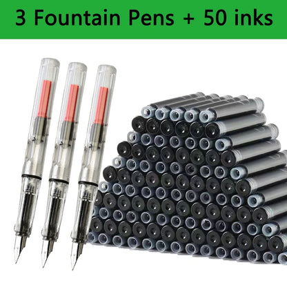 Fountain Pen Replaceable Ink Set Extra Fine Calligraphy Pens 53Pcs