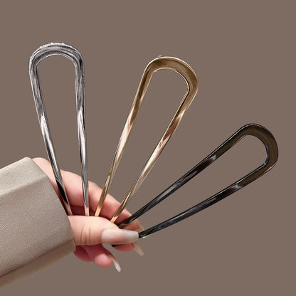 U-Shaped Hair Fork Acetate Hairpin Tortoiseshell Sticks
