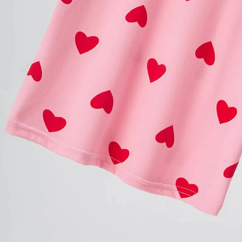 Girl Summer Love Short Sleeve Pajamas Three Piece Set