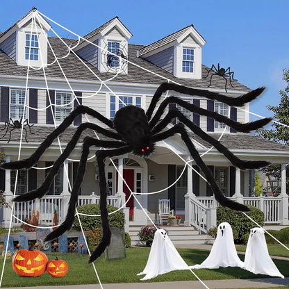 Halloween Giant Plush Spider Black Outdoor Decor Prop