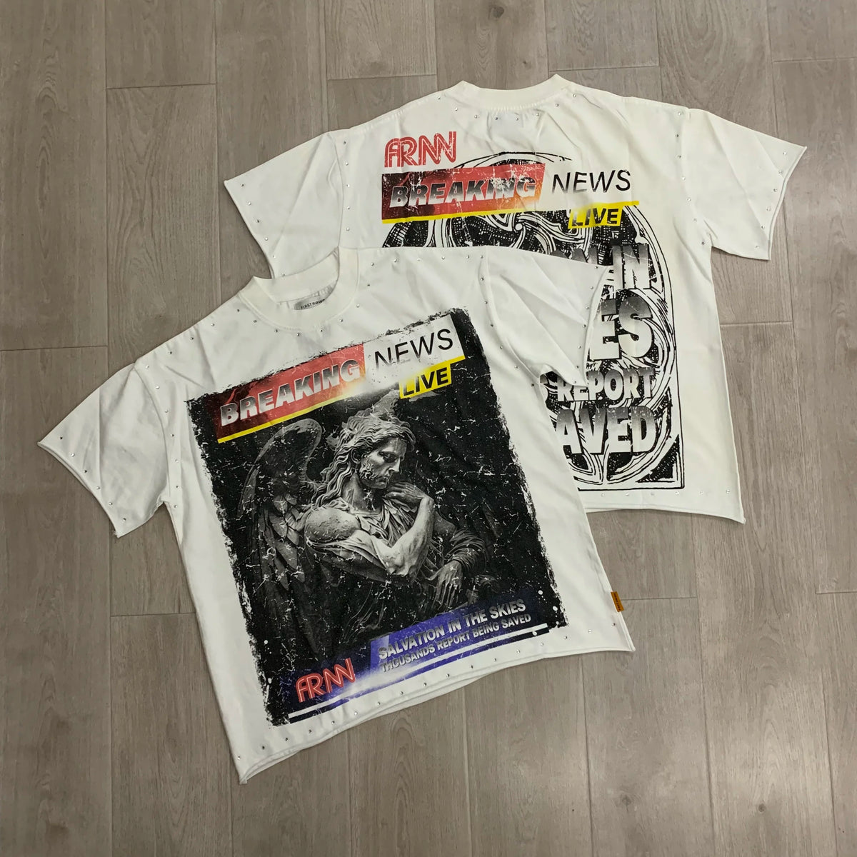 Vintage Washed Diamond Cropped Tee Streetwear Oversized T Shirt