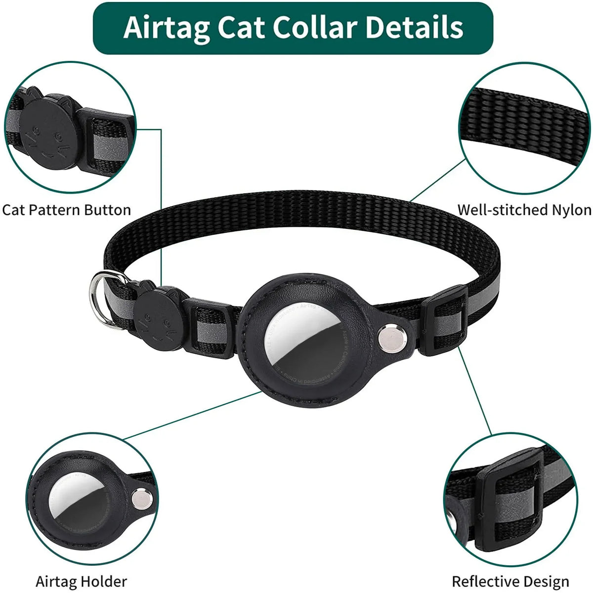 Cat AirTag Holder Collar Breakaway Reflective