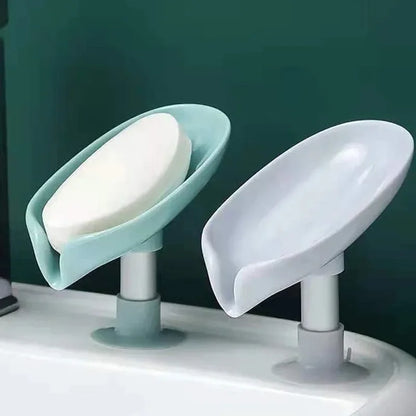 Drain Soap Holder Leaf Shape Suction Cup Soap Tray Box