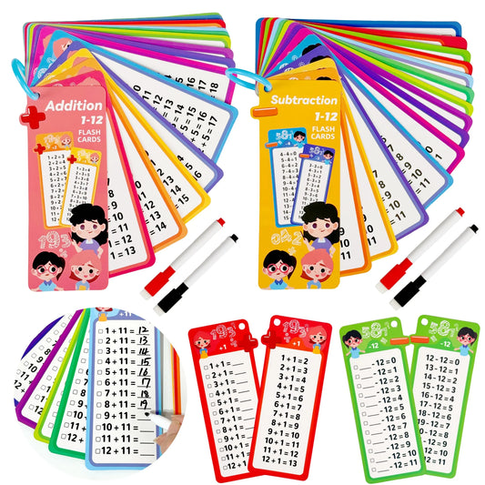 Erasable Math Flash Cards Set Reusable Math Cards