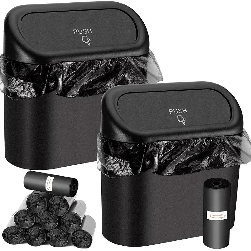 Leakproof Mini Car Trash Can Compact Vehicle Garbage Bin Set