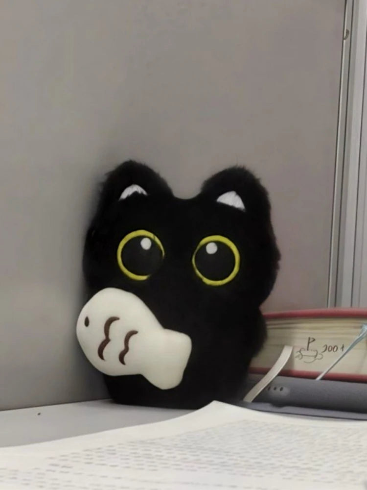 Soft Velvet Dark Shadow Cat Plush Keychain Fluffy Bag Charm