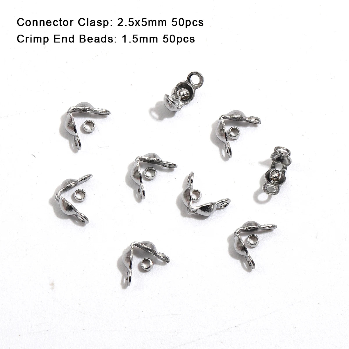 100pcs/lot Stainless Steel Gold Plated Connector Clasp Crimp End Beads For Bracelet Necklace Chains DIY Jewelry Making Supplies