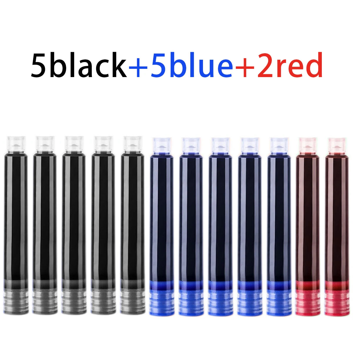 12-60PCS/Set Colourful Ink Sac Fountain Pen Ink Cartridges Refills Ink 3.4mm Refillable Refills Drawing School Office Supplies