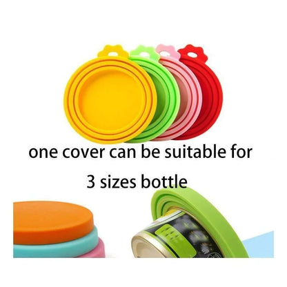 Reusable Pet Food Can Silicone Cover 3 in 1 Lid