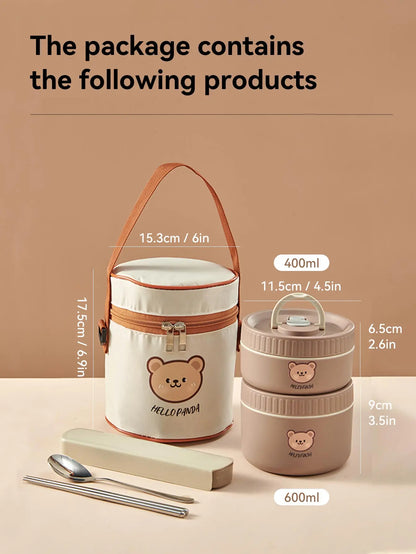 Large Capacity Stainless Steel Thermal Bento Box Cute Insulated Container