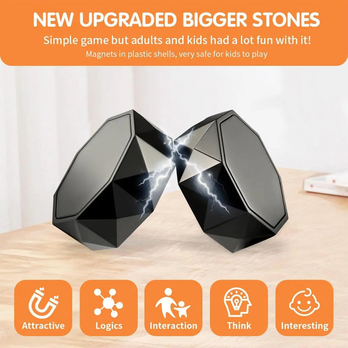 Party Games Magnetic Stones Game Interactive Magnet Board Strategy Game for Family Kids Adults High Quality Longest Side 3.4cm