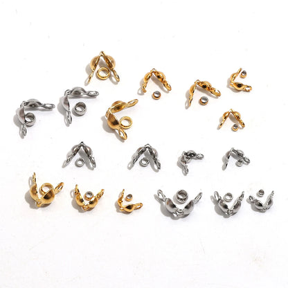 100pcs/lot Stainless Steel Gold Plated Connector Clasp Crimp End Beads For Bracelet Necklace Chains DIY Jewelry Making Supplies