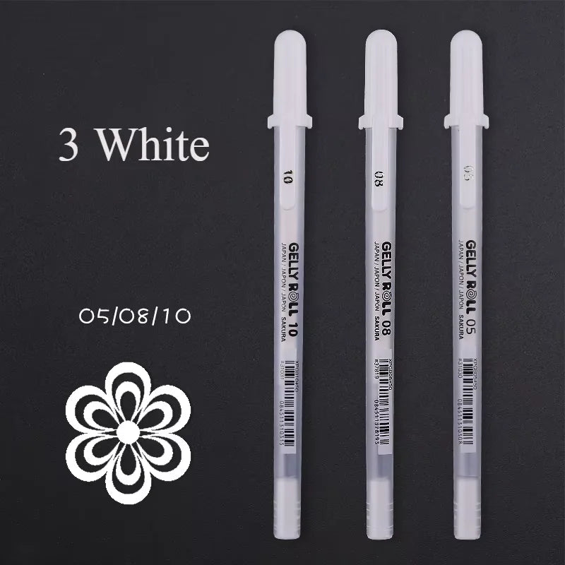 White Gel Pens For Art Opaque Highlight Markers Fine Medium Bold