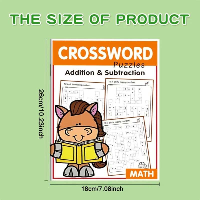 Children Math Crossword Puzzle Book Addition Subtraction