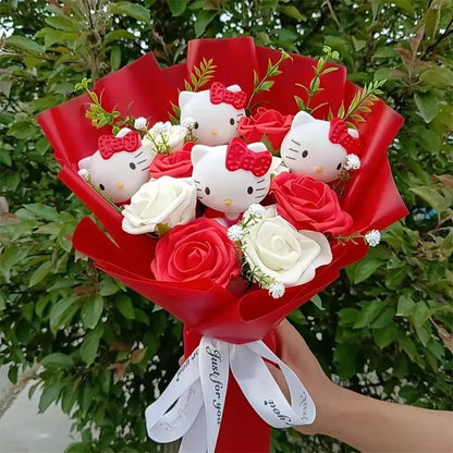 Cartoon Plush Flower Bouquet Artificial Rose Doll Gift