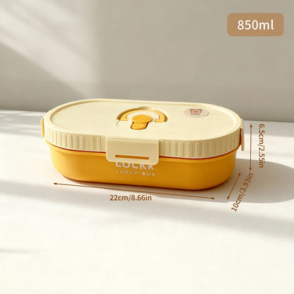 WORTHBUY 304 Stainless Steel Oval Insulated Lunch Box For Kids Student Portable Leak Proof Divided Food Container Microwave Safe