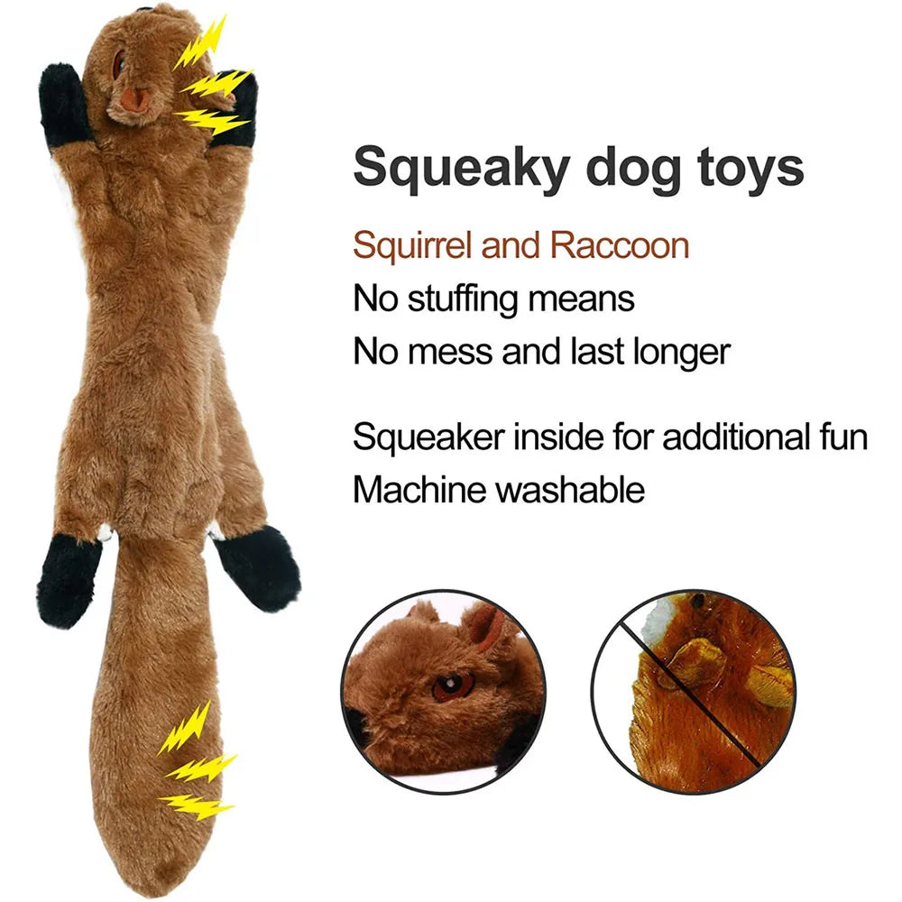 No Stuffing Plush Dog Toy Durable Squeaky Crinkle Animal