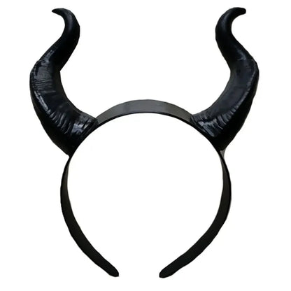 Women Black Queen Witch Demon Horns Headpiece Cosplay Animal Antelope Devil Headdress Christmas Halloween Party Costume Headband