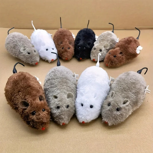 Wind Up Plush Mouse Toy Mechanical Moving Cat Teaser