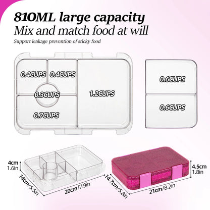 Portable Sealed Student Bento Box Microwavable Food Container Utensils