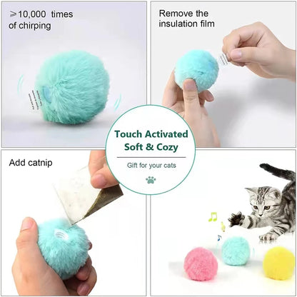 Smart Cat Toy Interactive Ball Touch Sounding Squeak