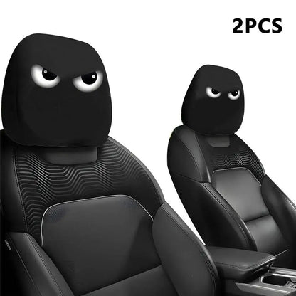 2pcs Smiley Face Printed Car Pillowcase Soft Comfortable Decorative Cushion Cover Auto Seat Headrest Washable Polyester Fabric