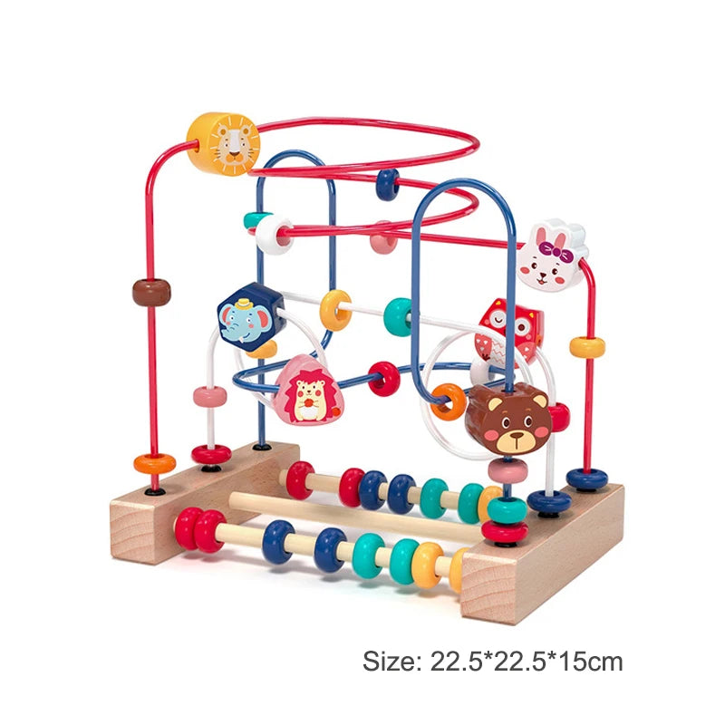 Wooden Bead Maze Roller Coaster Toddler Abacus Toy
