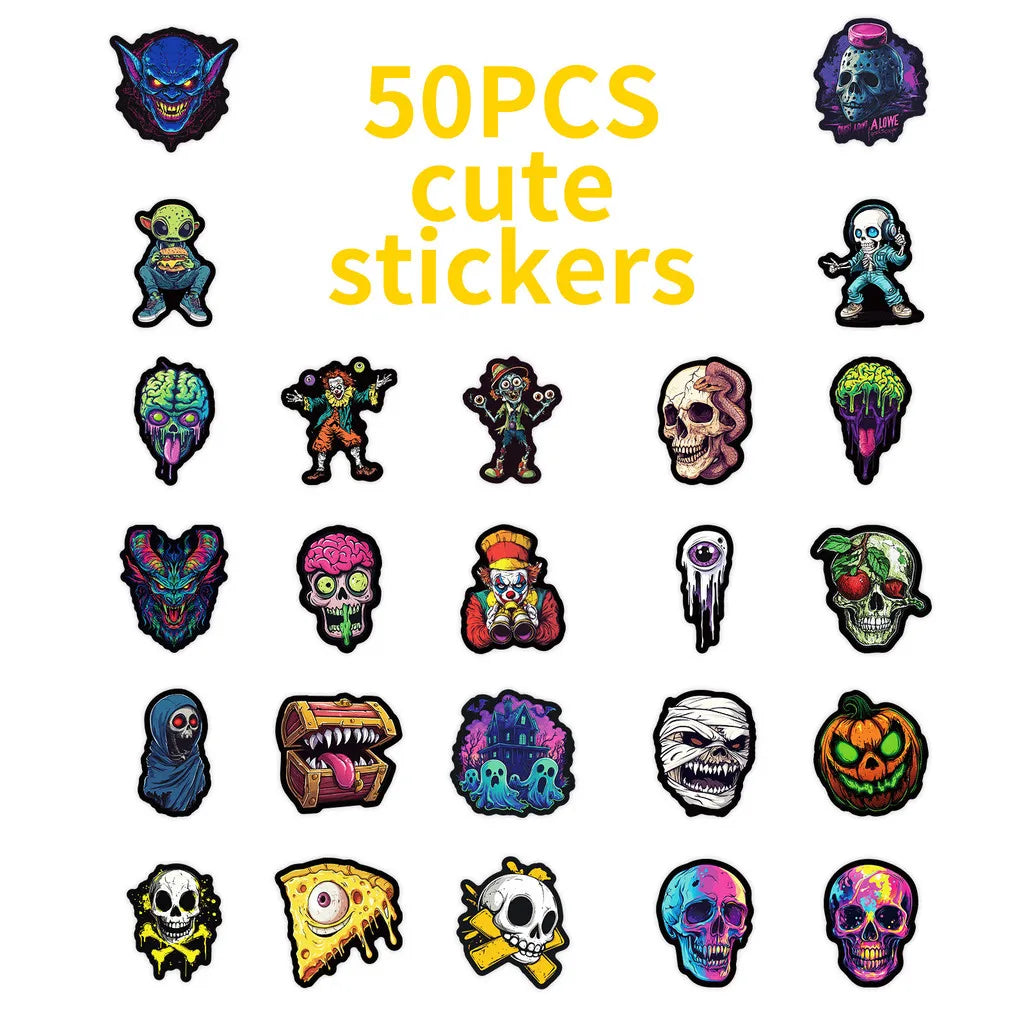 Skull Ghost Face Graffiti Stickers 50PCS Halloween Decals