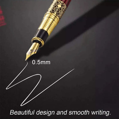 Retro Metal Fountain Pen Replaceable Ink Office Writing Set