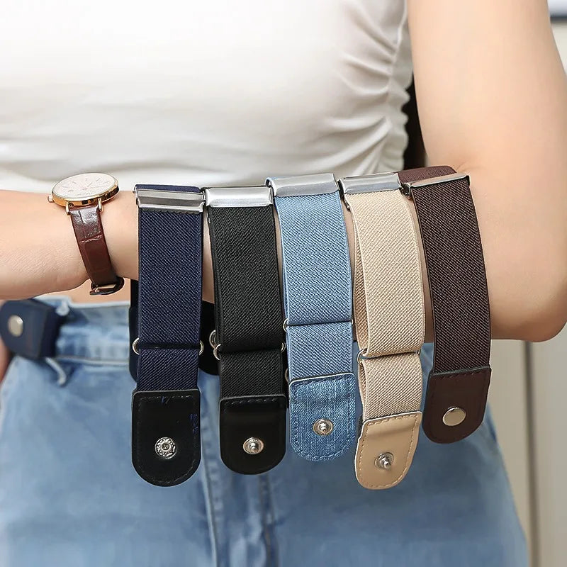 2pcs Set Stylish Minimalist Buckle-Free Belts Elastic Casual Belt Versatile for Everyday Use Adjustable Unisex Invisible Belts