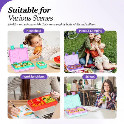 37oz Adorable Cartoon Printed Bento Box Microwavable Divided Lunch Box Leakproof BPA-Free Snack Food Container for School Picnic