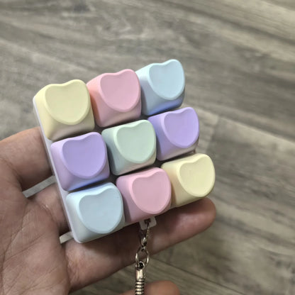 Heart Keyboard Key Clicker Fidget Toy Stress Relief Keychain
