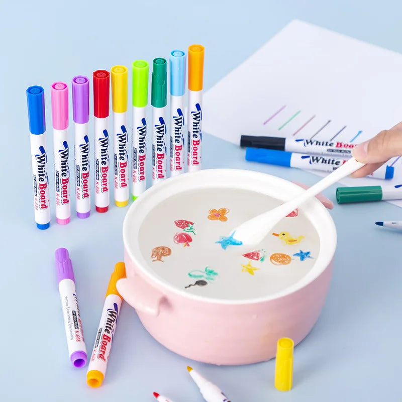 Water Floating Pen Set Magical Ink Markers with Ceramic Spoon