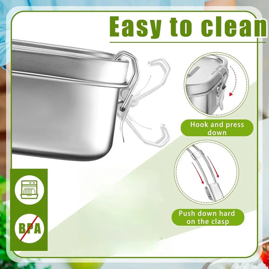 Stainless Steel Leak Proof Bento Lunch Box Dishwasher Safe Meal Container